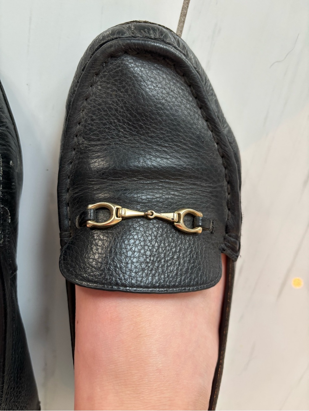 Coach Black Leather Horsebit Loafers with Gold Hardware - Picture 2 of 6